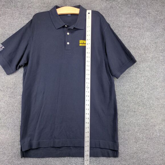 Devon & Jones Men's Irwin Racing Polo Shirt Blue Large Short Sleeve Logo Cotton - Picture 10 of 12